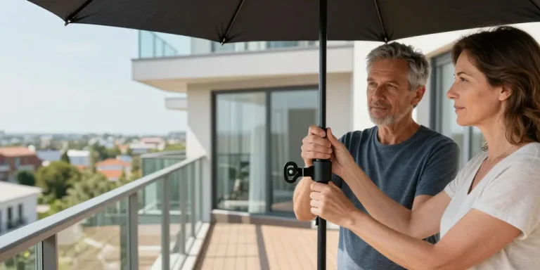 comment fixer un parasol sur un balcon