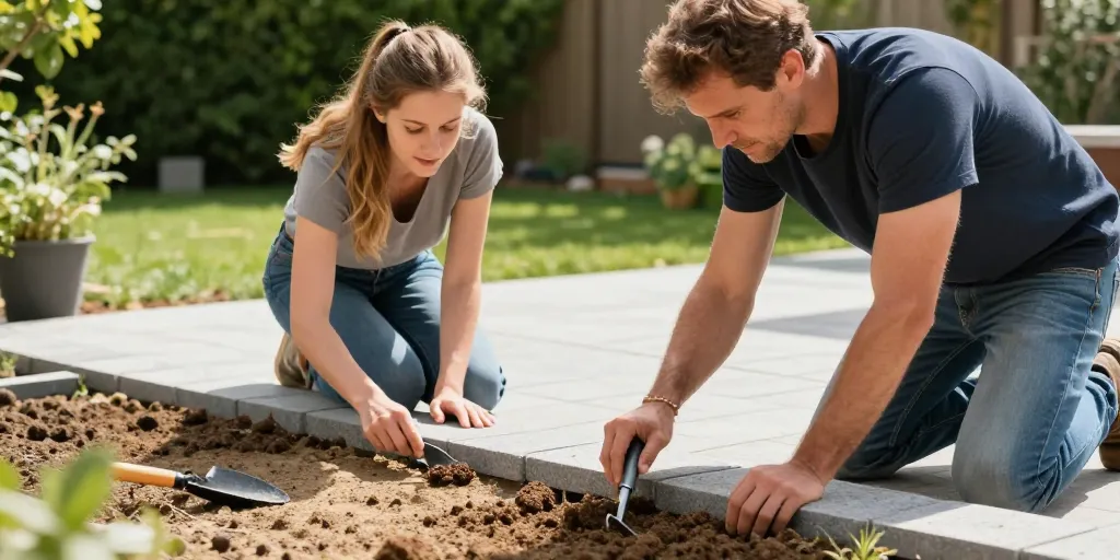 comment faire une terrasse sur de la terre pas cher